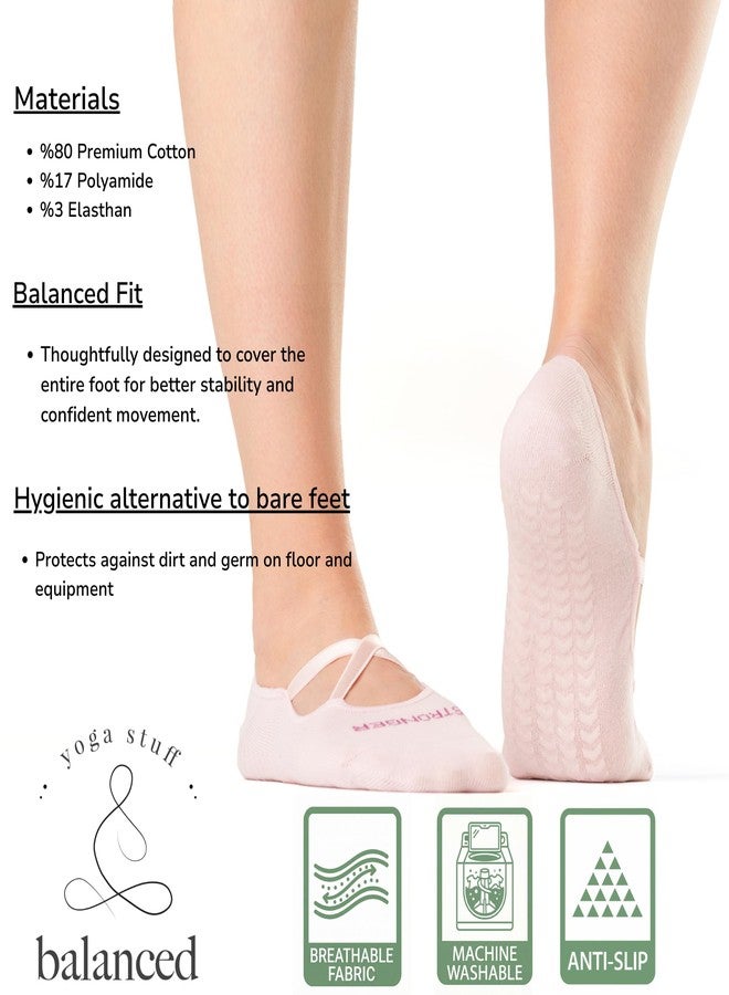 Balanced Yoga Stuff 3 Packs Non-Grip Yoga & Pilates Socks, 5.5-9.5, Pink, Grey, White pairs - Image 2